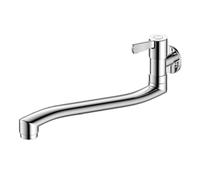 360° Rotating Wall-Mounted Faucet, Simple Cold Water Tap with 30CM Horizontal Extension Hose, Quick-Open Handle at 90°, Chrome Finish - Perfect for Kitchen or Bathroom