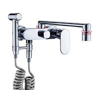 360° Rotating Wall Mounted Kitchen Faucet with Long Spout Exble Mixer Tap for Hot & Cold Water Sleek Chrome Finish Ideal for Sinks 30cm Reach