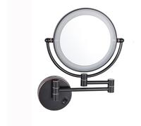 360° Rotating Wall Mounted Makeup Mirror with LED Light Double Sided Magnifying Bathroom Mirror Extendable Round Shaving Mirror for Enhanced Visibility
