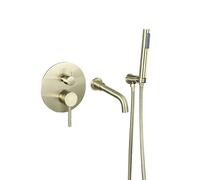 360° Rotating Wall-Mounted Stainless Steel Mixer Tap with Dual Spray - Modern Brushed Finish, Perfect for Kitchen & Bathtub Faucets