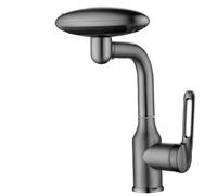360° Rotating Waterfall Faucet with 4 Spray Modes - Hot & Cold Mixer Tap for Bathroom Sink, Sl ark Grey Finish, Multi-Functional Design for Modern Homes