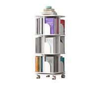 360° Rotating White Bookshelf for Students - Mini 3-Tier Home Storage Rack, Space-Saving Organizer for Kids’ Room, Office, and Living Room Decor.