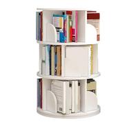 360° Rotating Wooden Bookshelf 2/3/4/5/6 Tier Revolving Bookcase White Round Display Rack for Living Room & Bedroom (Size: 40x40x98cm)