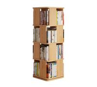 360° Rotating Wooden Bookshelf, 4-Tier Corner Bookcase Tower, Space-Saving Floor Stand Storage Rack for Bedroom & Small Spaces, 17.7"x17.7"x40.7"
