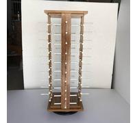 360° Rotating Wooden Sunglasses Display Stand Eyeglasses Storage Rack 60 Pairs 6 Sided Organizer For Retail Store Home Optician Shop Collection Deep Wood Grain 40 pairs (4 sides)