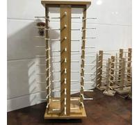 360° Rotating Wooden Sunglasses Display Stand Eyeglasses Storage Rack 60 Pairs 6 Sided Organizer For Retail Store Home Optician Shop Collection Light Wood Grain 40 pairs (4 sides)