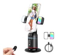 360° Rotation Auto Face Tracking Phone Holder with Bluetooth Remote and 2 Light, Live Auto Tracking Tripod No App Gesture Control, Phone Gimbal Stabilizer Stand Rechargeable for Ins Vlog Tiktok Live