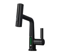 360° Rotation Basin Faucet with Digital Display,Lift Up Down Sprayer | Digital temperature display,360° rotation,lift up down sprayer,hot cold mixer,black finish,bathroom sink use