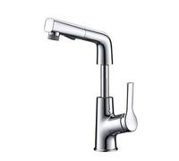360°Rotation Basin Faucets, 60Cm Pull-Out Single Handle Hot and Cold Dual Control Mixer Tap, Zinc Alloy 80Cm Free Lift, Bathroom Washbasin Sink Faucet with Mouthwash Mode,Black(Blanc)
