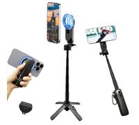 360° Rotation Magnetic Selfie Stick Tripod, Portable Pocket Size Magnetic Selfie Stick for iPhone, Magnetic Tripod with Remote Control, for TikTok/Vlog/Live Stream/Video Recording (No Fill Light)