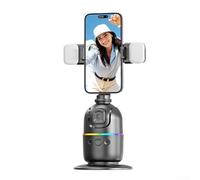 360 Rotation Phone for gimbal for stabilizer with Face Tracking & Remote Shutter - Portable Foldable Tripod for Smartphone Vlog Filmmaking Travel Black 22cm(P03 Dual lights)