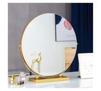 360° Rotation Round Dressing Mirror Tabletop Standing Vanity Mirror with Metal Frame Desktop Cosmetic Mirror for Bathroom Bedroom Gold 40cm/15.7in