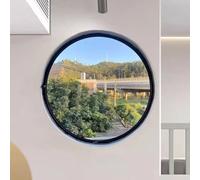 360° Rotation Sliding Opening Portlight Porthole Window, Round Shed Windows with Aluminum Frame and Tempered Glass, Replacement Casement Windows with Handle(Black,31.5in)