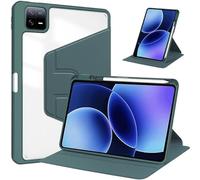 360 Rotation Stand Cover Suitable For Xiaomi Pad 8/MiPad 8 Pro 12.1inch 2025 With Pen Holder Hard Clear Acrylic Back Shell(Dark green,For Xiaomi Pad 8)