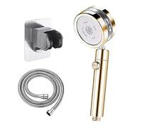 360 Shower Head Propeller Driven Handheld Shower with filter and 1.5m hose, High-pressure shower head, Handheld Turbocharged Shower Head, Easy Install (Color : Tyrant Gold)