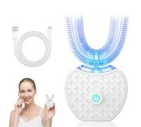 360 Sonic Electric Toothbrush Portable Mouthpiece Toothbrush with Ergonomic Design for Morning Night Use (White)