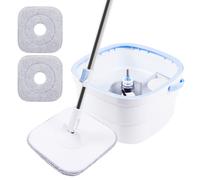 360° Spin Mop with Dual Cavity 2.5L Self-Cleaning Bucket, 2 Reusable Microfiber Heads, Rotating Mop for Hardwood, Tile, and Laminate Floors