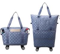 360° Spinner Wheel Duffle Bag Extra Large Capacity Waterproof Foldable Luggage Portable Weekender Travel Storage(Blue)