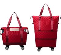 360° Spinner Wheel Duffle Bag Extra Large Capacity Waterproof Foldable Luggage Portable Weekender Travel Storage(Red)