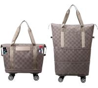 360° Spinner Wheel Duffle Bag Extra Large Capacity Waterproof Foldable Luggage Portable Weekender Travel Storage(Brown)