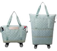 360° Spinner Wheel Duffle Bag Extra Large Capacity Waterproof Foldable Luggage Portable Weekender Travel Storage(Green)