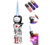 360° Spinning Dice Lighter - Windproof Jet Blue Flame Torch, LED, Refillable Edc Gadget, Multicolor Dice Butane Lighter, Suitable for Outdoor Camping, BBQ, Easy to Use (White)