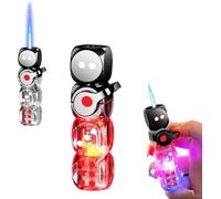 360° Spinning Dice Lighter, Windproof Jet Blue Flame with LED,Refillable EDC Gadget Butane Lighter,Multicolor Luminous Dice Lighters,Windproof Inflatable Rocker Arm for Rotation, Play (White)