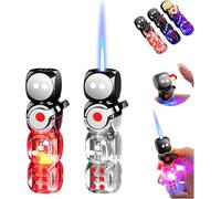 360° Spinning Dice Lighter, Windproof Jet Blue Flame with LED, Refillable EDC Gadget Butane Lighter (white 1pcs)