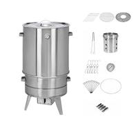 360° Stainless Steel Meat Smoker & Grill - Includes Thermometer & Drip Pan for Chicken Turkey Pork & Lamb - Perfect for BBQ Lovers & Outdoor Cooking