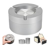 360° Stainless Steel Twist-Lock Ashtray, Rotating Spin Lid Auto-Extinguish Ash Tray, Windproof Odor-Proof Car with Cigarette Holder, Dual-Use for Cars and Home (Car-B)