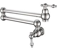 360° Swivel Antique Wall Mount Kitchen Faucet Pot Filler with Dual Control Single Cold Mixer Tap Black h for Sin & Slish