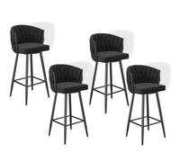 360° Swivel Bar Stools, Modern Velvet Upholstered with Backrest and Metal Footrest, Ideal for Kitchen Islands, Cafés, Pubs, and Bar Counters