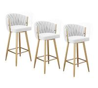 360° Swivel Bar Stools, Modern Velvet Upholstered with Backrest and Metal Footrest, Ideal for Kitchen Islands, Cafés, Pubs, and Bar Counters