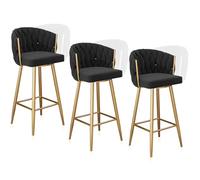 360° Swivel Bar Stools, Modern Velvet Upholstered with Backrest & Metal Footrest, Perfect for Kitchen Islands, Cafés, Pubs, and Counter Bars