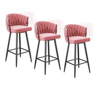 360° Swivel Bar Stools, Modern Velvet Upholstered with Backrest & Metal Footrest, Perfect for Kitchen Islands, Cafés, Pubs, Bar Counters - Stylish & Comfortable Seating