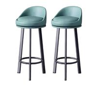360° Swivel Bar Stools - Set of 2 Curved Back Bar Chairs for Kitchen Island, Cafe, Pub - 70cm Blue-Black, Perfect for Modern Home Decor