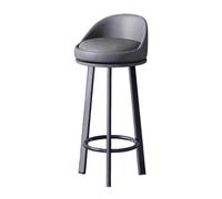 360° Swivel Bar Stools - Set of 2 Curved Back Bar Chairs for Kitchen Island, Café, Pub - Comfortable Gray-Black Height 70cm