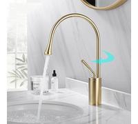 360° Swivel Bathroom Sink Faucet, Modern Water Drop Design Mixer Tap, Light Luxury Brass Single Handle, Easy Operation, Universal Fit, Durable 59A Brass Construction