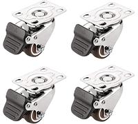 360° Swivel Casters with Brake, Soft Gommini 1.5/2 Inch Wheels, 38mm Mounting Plate for Drawers, Noise-Free & Smooth Rolling, Heavy-Duty Mobility Solutions