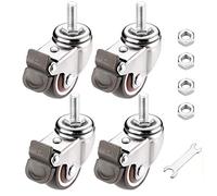 360° Swivel Castersof 4 TPE Rubber& Durable for Workbenches Carts & Shelves Max Load 71kg Smooth Ball Bearing Brake (38mm)