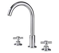 360° Swivel Chrome Bathroom Sink Faucet, 3-Hole Design, Stylish Swan Neck Heavy-Duty Mixer Tap for Kitchen and Bathroom, Modern Chrome Finish, Easy Installation