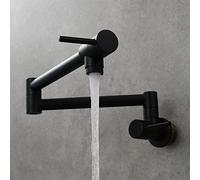 360° Swivel Cold Water Faucet, Wall-Mounted Kitchen Mixer Tap, Foldable Spout, Portable Black Kitchen Sink Faucet, Space-Saving Design for Modern Kitchens