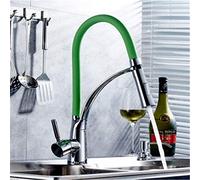 360 Swivel Contemporary Kitchen Faucet Pull Out Faucet Hot Coldmixer Brass Tap Chrome Polishe Single Handle Kitchen Sink Faucet Chrome ，Green