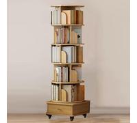 360° Swivel Corner Shelf - Modern Rotating Wood Book Rack for Living Room, Bedroom & Entrance - Stylish Storage for Books, Collections & Ornaments - Original Wood Finish