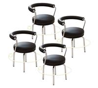 360° Swivel Dining Chairs, Comfortable Kitchen Auxiliary Seats with Durable Metal Legs, Upholstered in Faux Leather for Home, Office & Living Room (Black, 1PC)