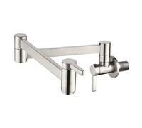 360° Swivel Double Handle Wall Mounted Cold Water Faucet Unique Brass Kitchen Sink Tap Foldable Design for Space Saving Perfect for Modern Kitchens