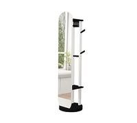 360° Swivel Floor Mirror & Garment Coat Rack - Stylish Free-Standing Clothes Storage Shelf for Living Room & Bedroom - Modern White Finish for Fitting Rooms