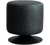 360° Swivel Foot Stool - Round PU with Thick Spon Padding & ium Base, Slish Upholstered Footrest for Living Room & Bedroom (40x45CM, Black)