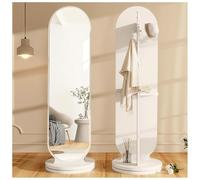 360° Swivel Full Length Mirror with Coat Rack & Shelf - Stylish Standing Mirror for Bedroom & Living Room Functional Full Body Reflection Space-Saving Design