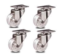 360° Swivel Furniture Casters - 4 Transparent Polycarbonate Wheels, Metal Base, Durable Stainless Steel Support, Heavy-Duty Load Capacity, Perfect for Home & Office Use